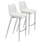 Zuo Modern Magnus Bar Stool in White and Silver (Set of 2), , large