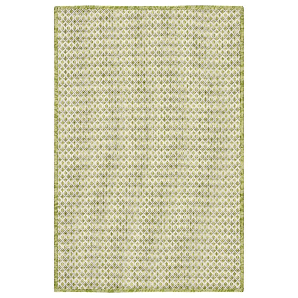 Nourison Courtyard Ivory and Green 2" x 3" Indoor/Outdoor Area Rug, , large