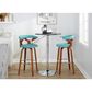 LumiSource Gardenia Swivel Fixed-Height Bar Stool with Teal Fabric Upholstery in Chrome and Walnut (Set of 2), , large