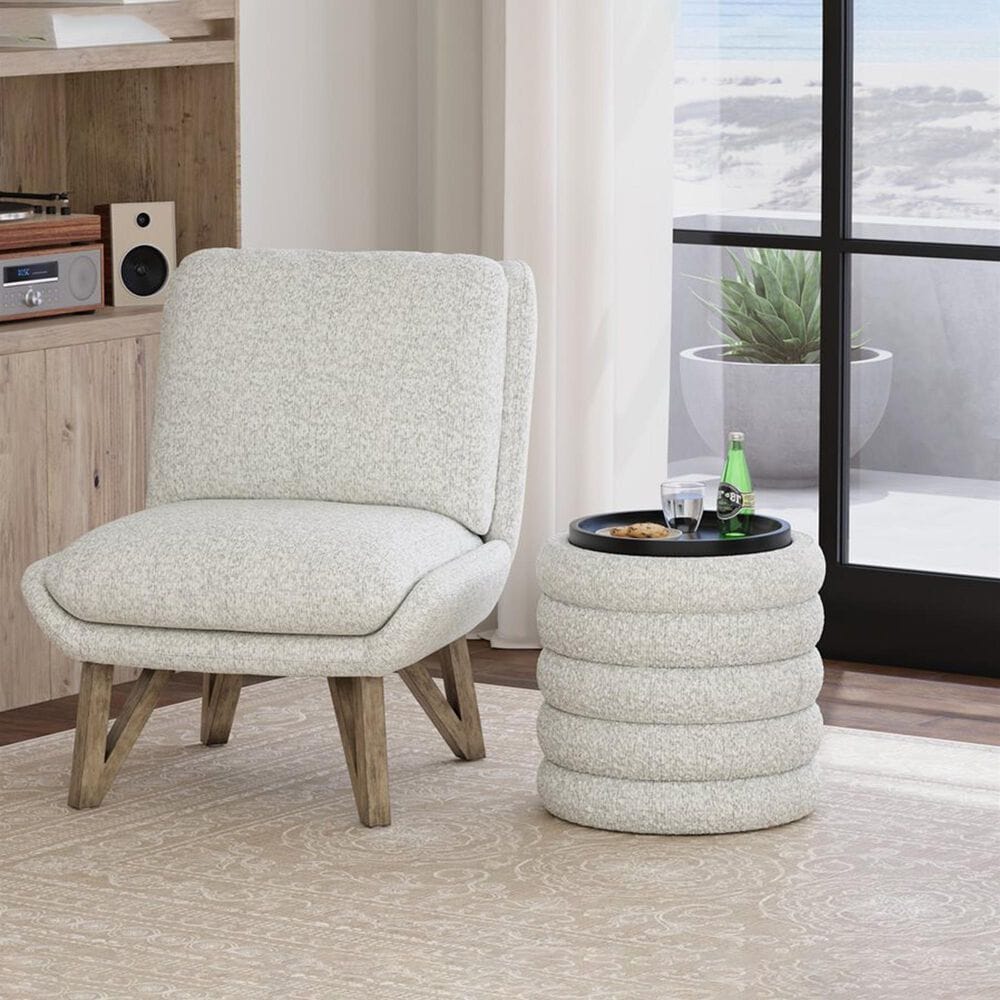 Golden Wave Furniture Zuri 19&quot; Ottoman with Storage and Tray in Soothe Fog, , large
