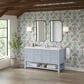 James Martin Vanities Breckenridge 60" Double Bathroom Vanity in Serenity Blue with 3 cm Arctic Fall Solid Surface Top and Rectangular Sinks, , large