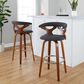 LumiSource Gardenia Swivel Fixed-Height Bar Stool with Charcoal Fabric Upholstery in Chrome and Walnut (Set of 2), , large