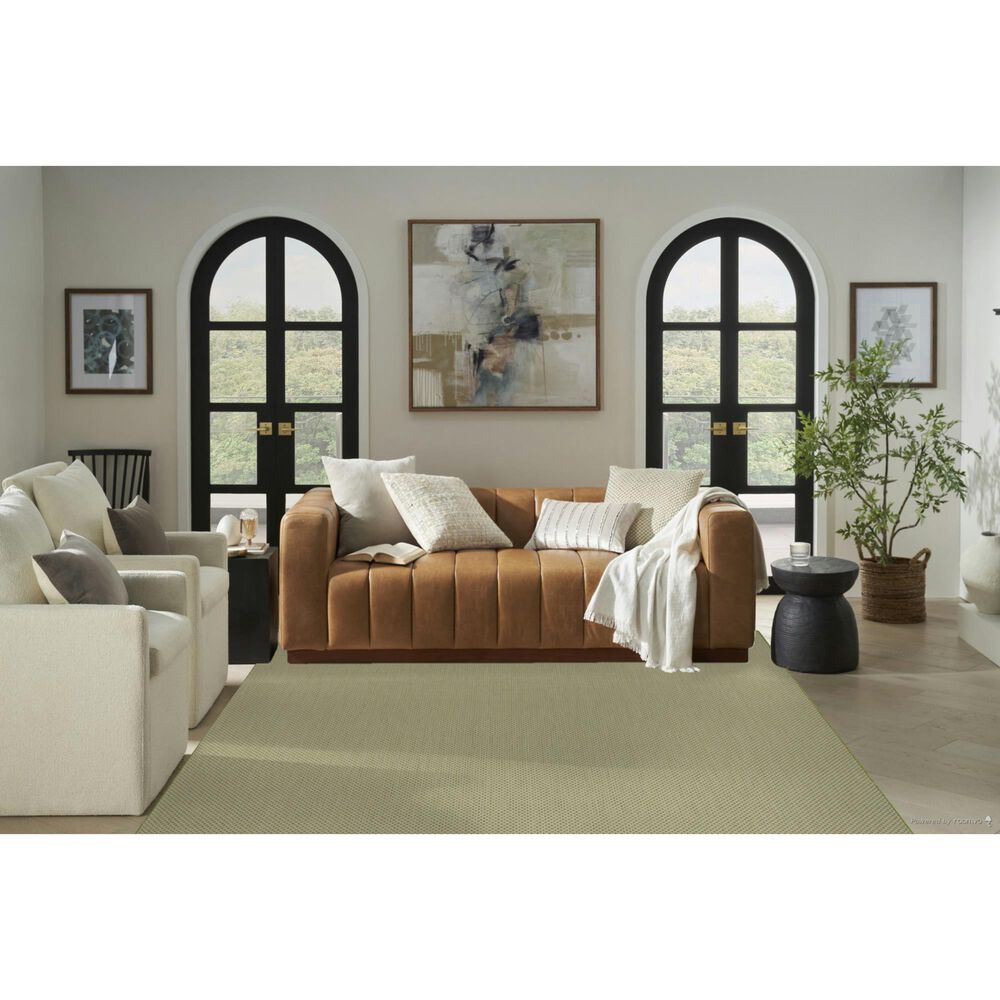 Nourison Courtyard Ivory and Green 8&#39; Square Indoor/Outdoor Area Rug, , large