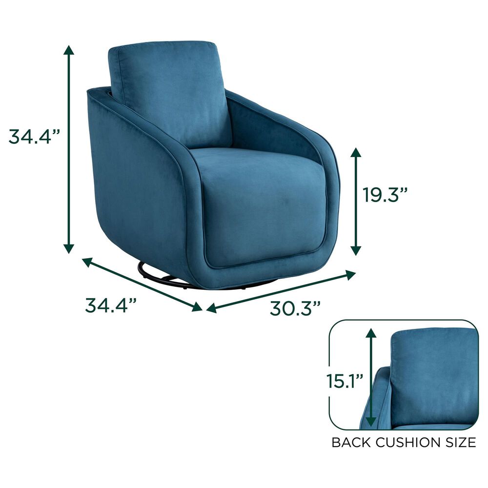 Lifestyle Solutions Lydia Swivel Accent Chair in Blue, , large