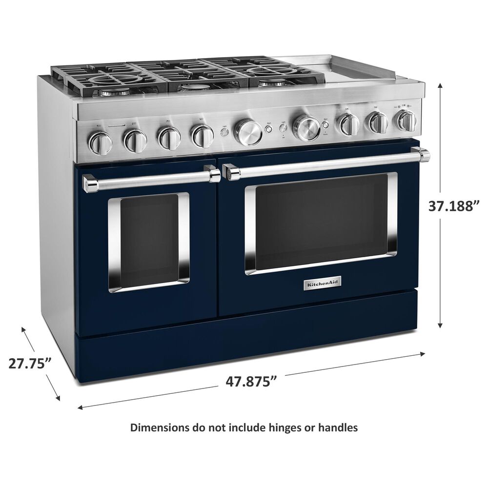 KitchenAid 48&quot; Professional Double Oven Dual Fuel Range in Ink Blue, , large