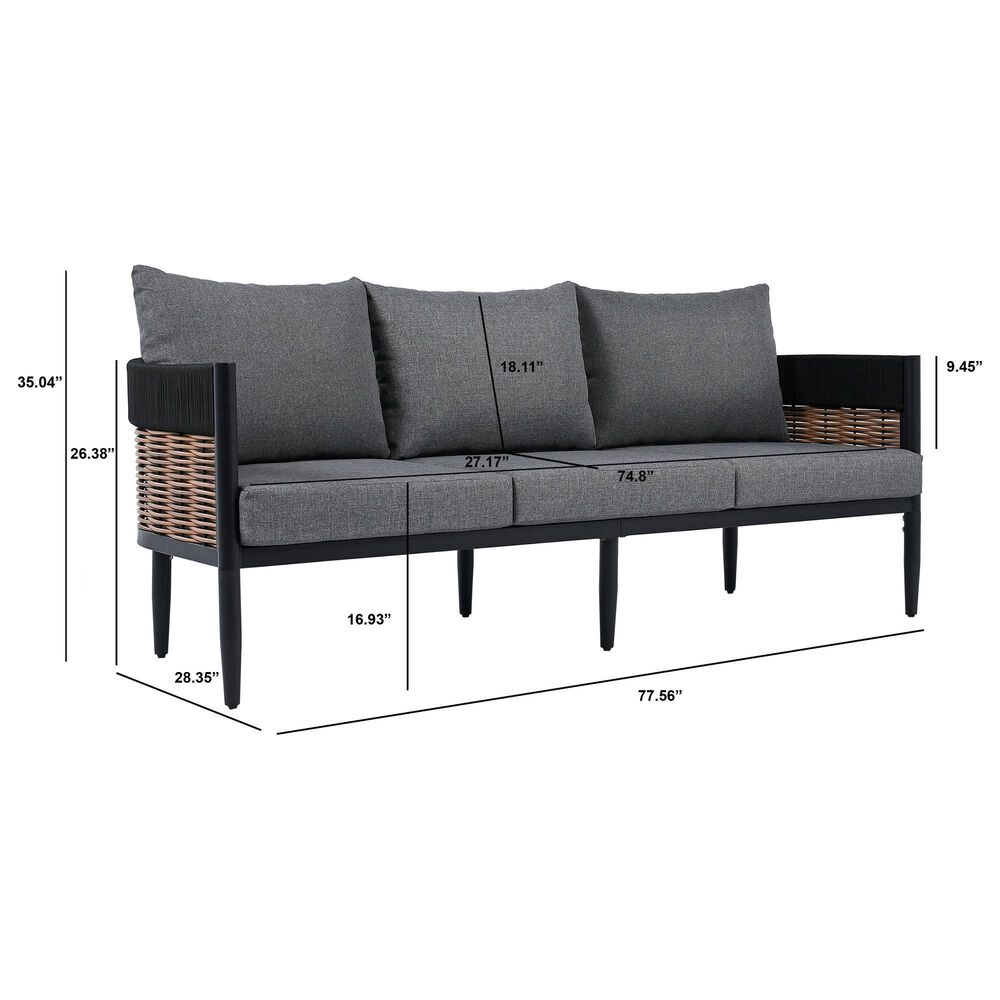 Safavieh Harrison 3-Seater Outdoor Sofa in Grey, , large