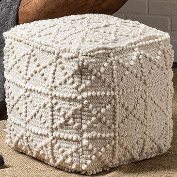 Mercana Leroy Pouf in White, , large