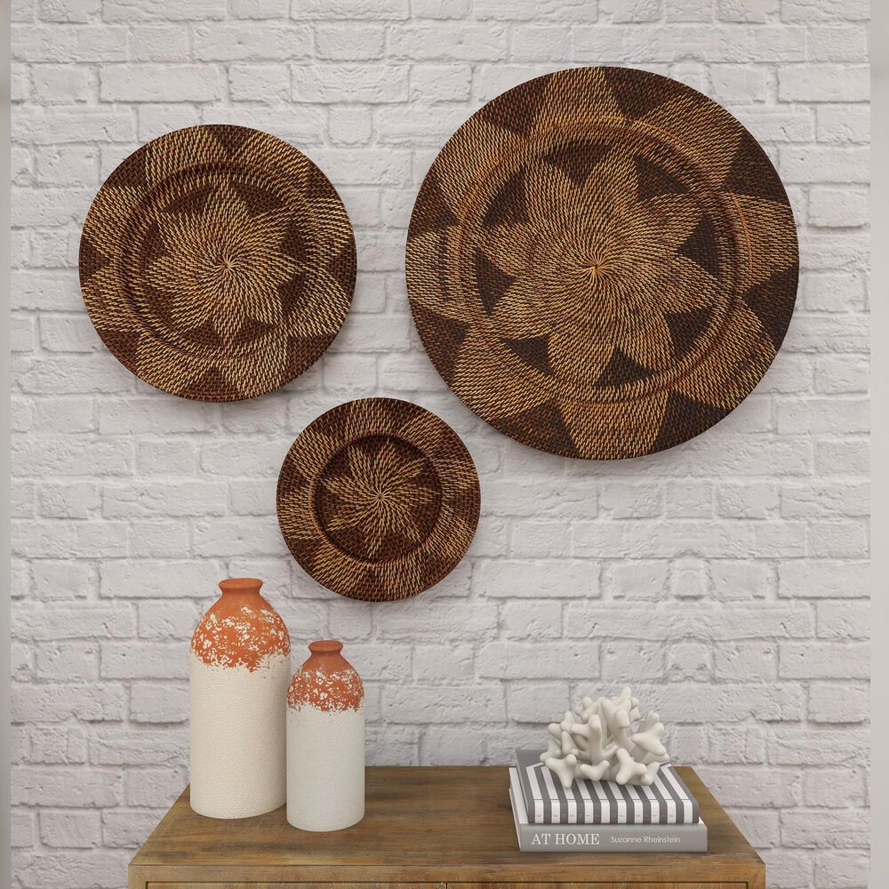 Maple and Jade 28&quot; x 28&quot; Round Wall Decor in Beige and Mocha &#40;Set of 3&#41;, , large