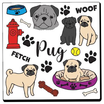 1 Brilliant Gift Wander Pets 4" Pug Coaster in White, , large