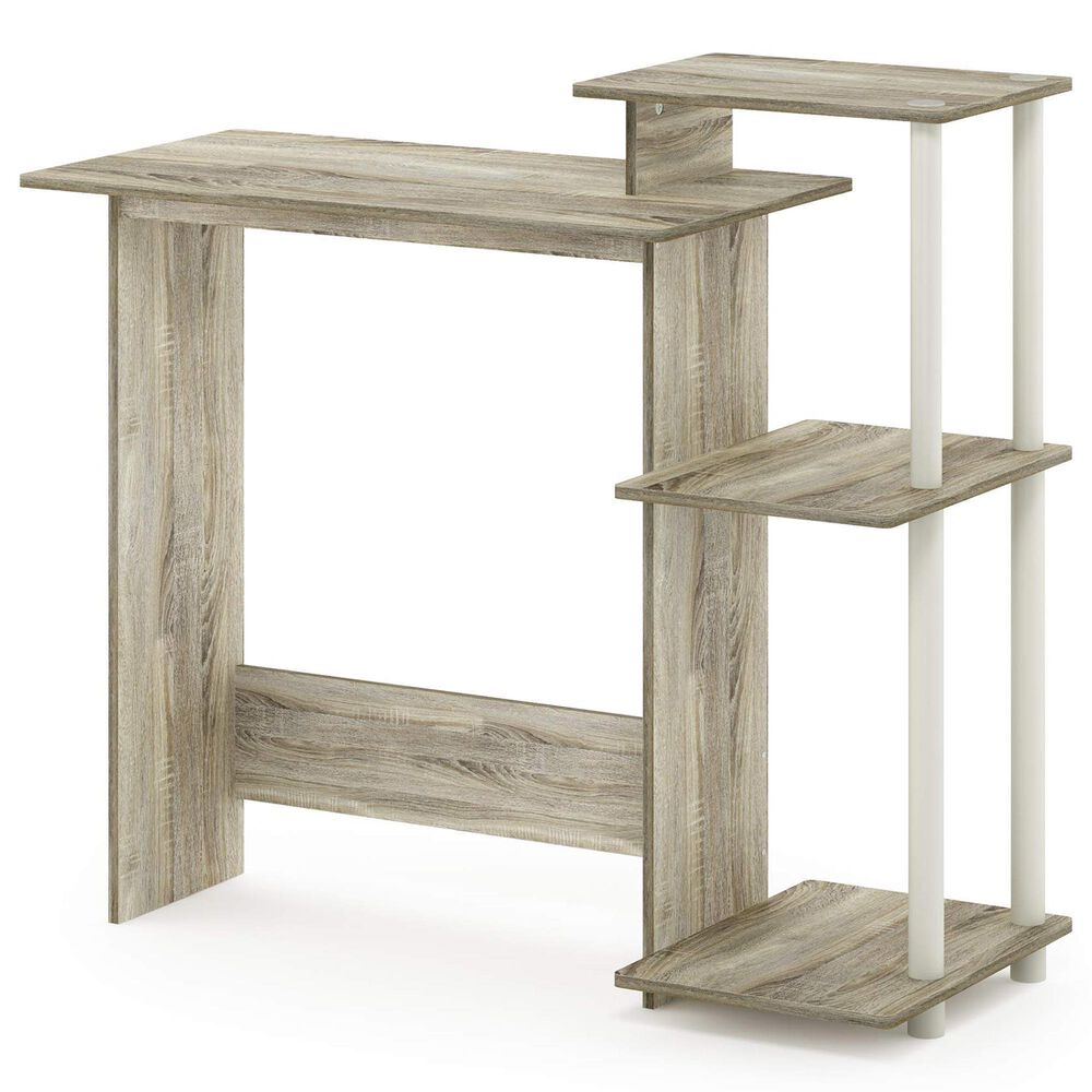 HOMLUX 40" Computer Desk with Open Side Shelves in Sonoma Oak and White, , large