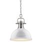 Golden Lighting Duncan 1-Light Pendant with Chain in Pewter with a White Shade, , large