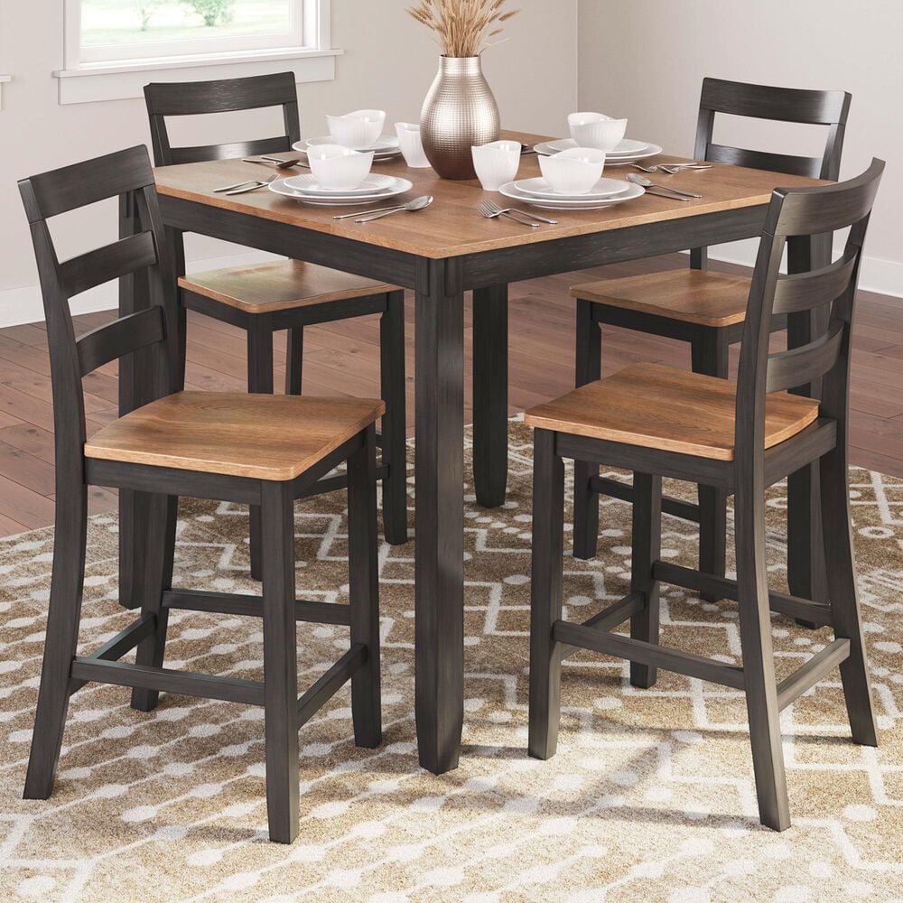 Ashley Gesthaven 5-Piece Counter Height Dining Set in Light Natural and Dark Brown, , large