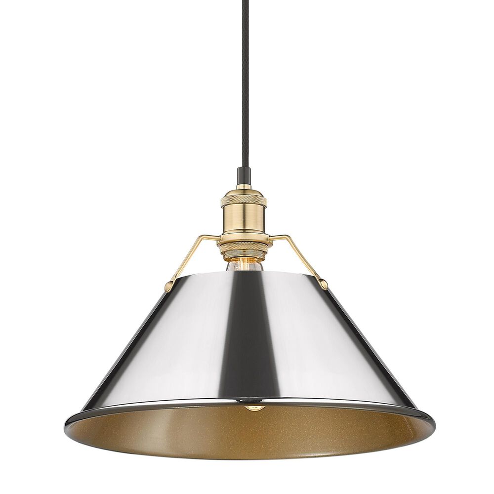 Golden Lighting Orwell 1-Light Wide Large Pendant with Chrome Shade in Brushed Champagne Bronze, , large