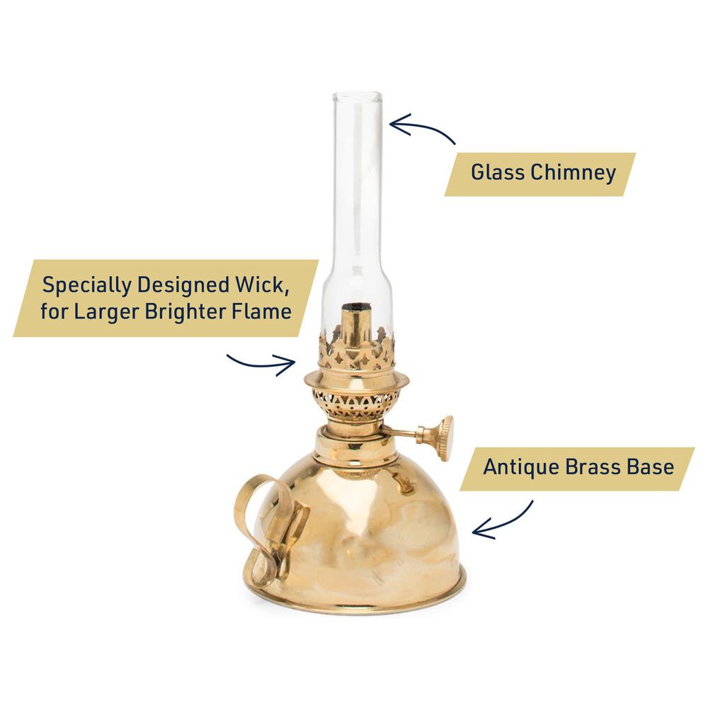 Timberlake 9" Oil Table Lamp in Antique Brass, , large