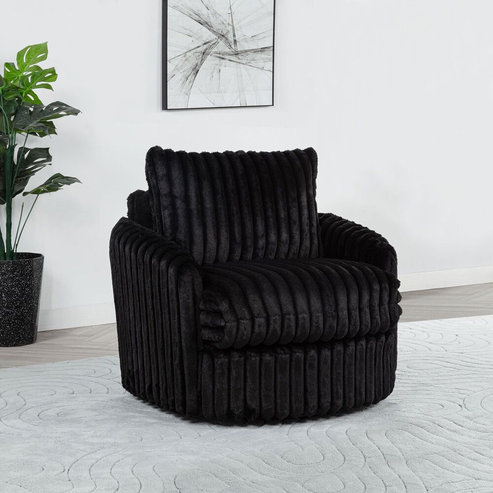 Coaster Sarco Swivel Accent Arm Chair in Black, , large