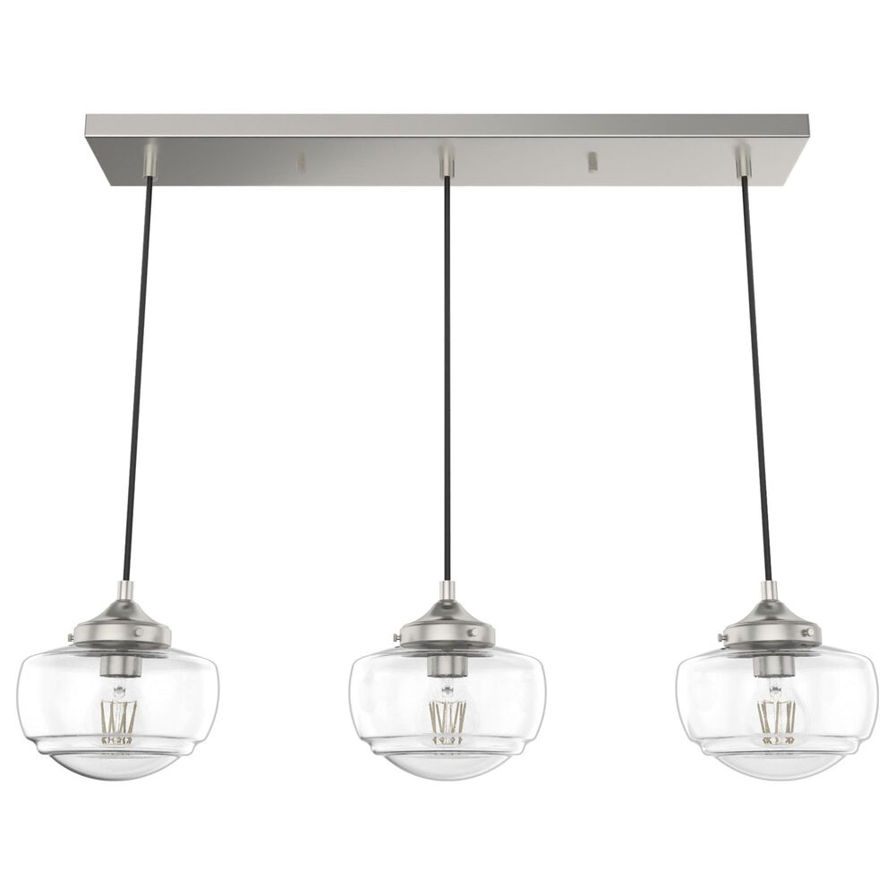 Hunter Saddle Creek 3-Light Linear Pendant Cluster with Clear Seeded Shade in Brushed Nickel, , large