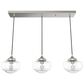 Hunter Saddle Creek 3-Light Linear Pendant Cluster with Clear Seeded Shade in Brushed Nickel, , large