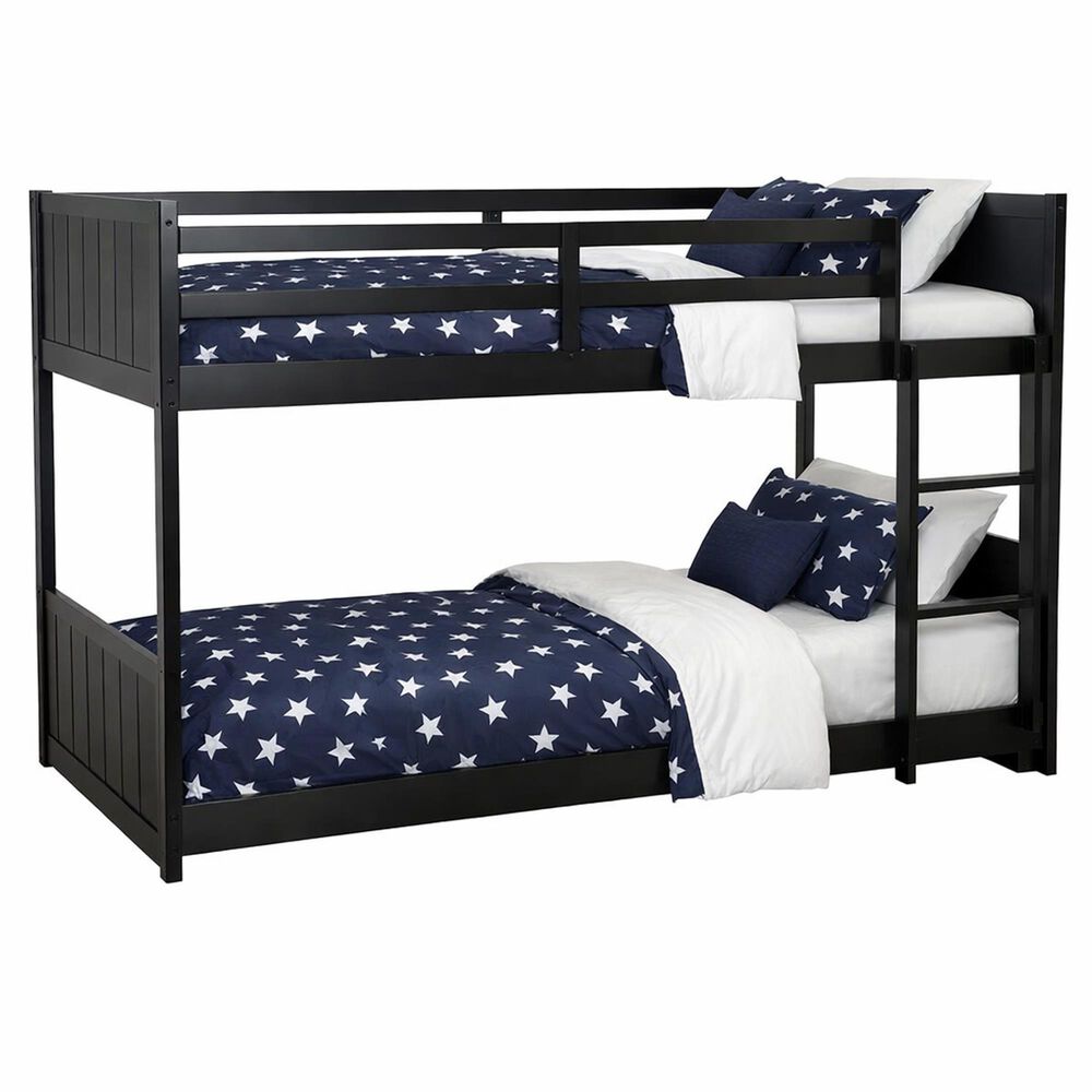 Linden Boulevard Dalton Low Profile Twin Bunk Bed in Black, , large