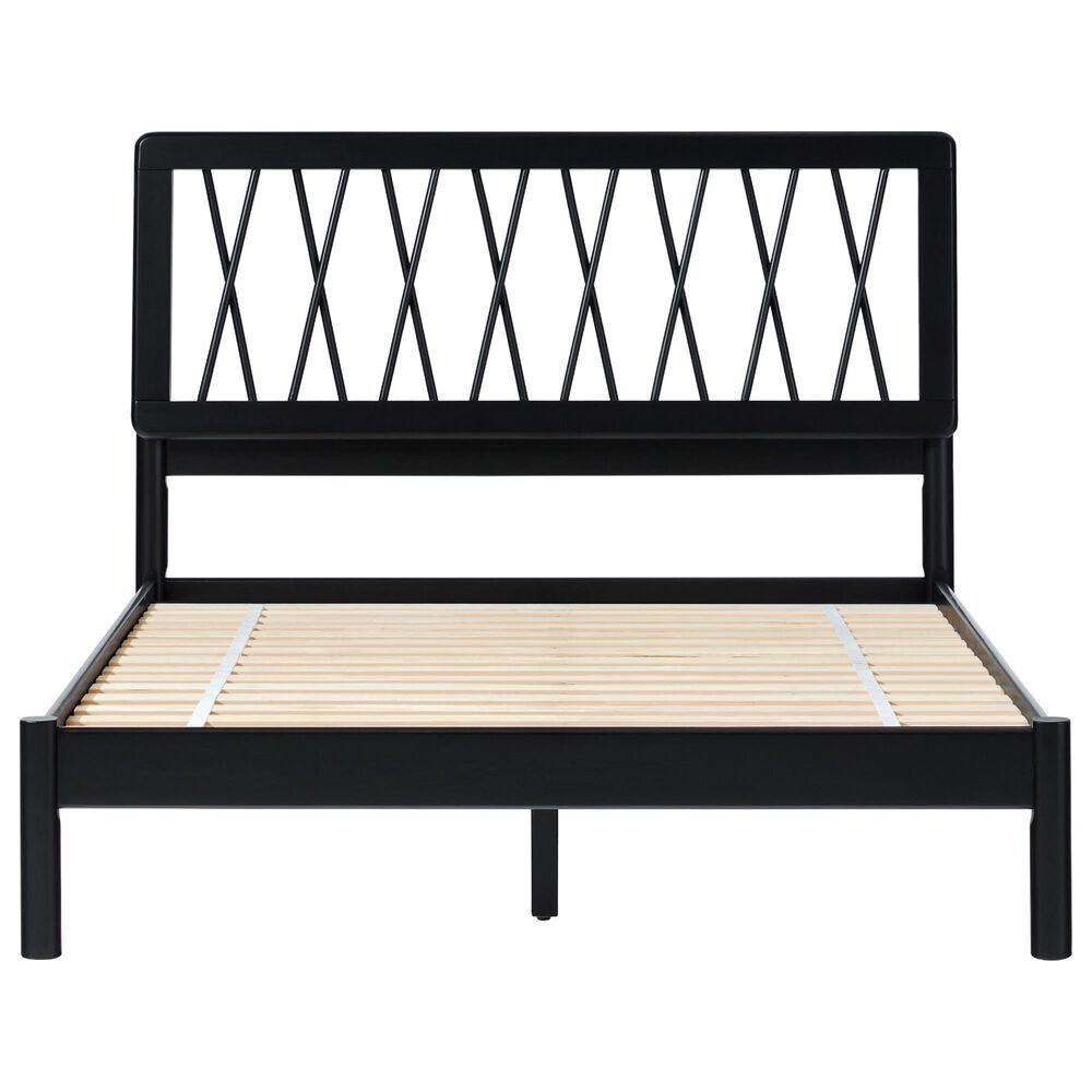 Walker Edison Cama X Spindle Full Platform Bed in Black, , large