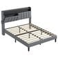 HOMLUX Full Storage Platform Bed with LED Headboard with Charging Station in Gray, , large