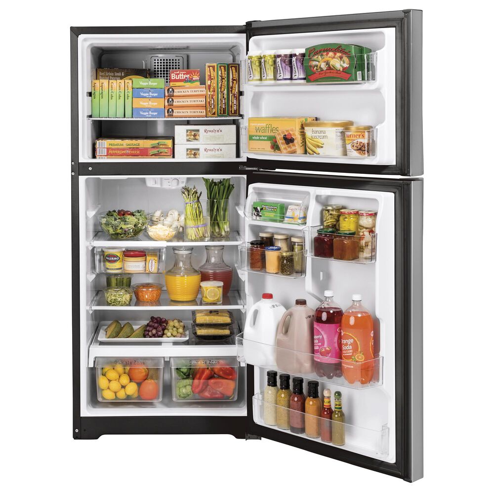 GE Appliances 19.2 Cu. Ft. Top Freezer Refrigerator Energy Star with Reversible Door in Stainless Steel, , large
