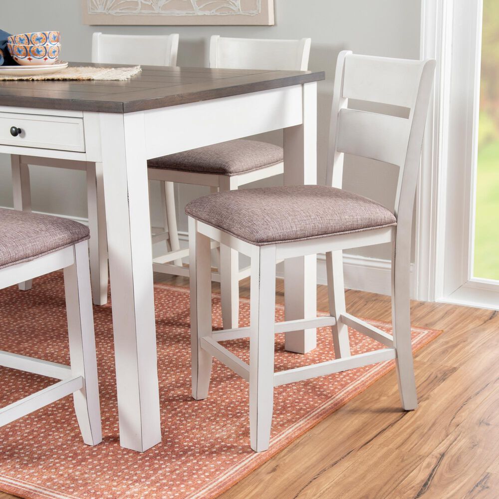Linon Home Decor Meretta 6-Piece Counter Height Dining Set in Antique White and Natural, , large