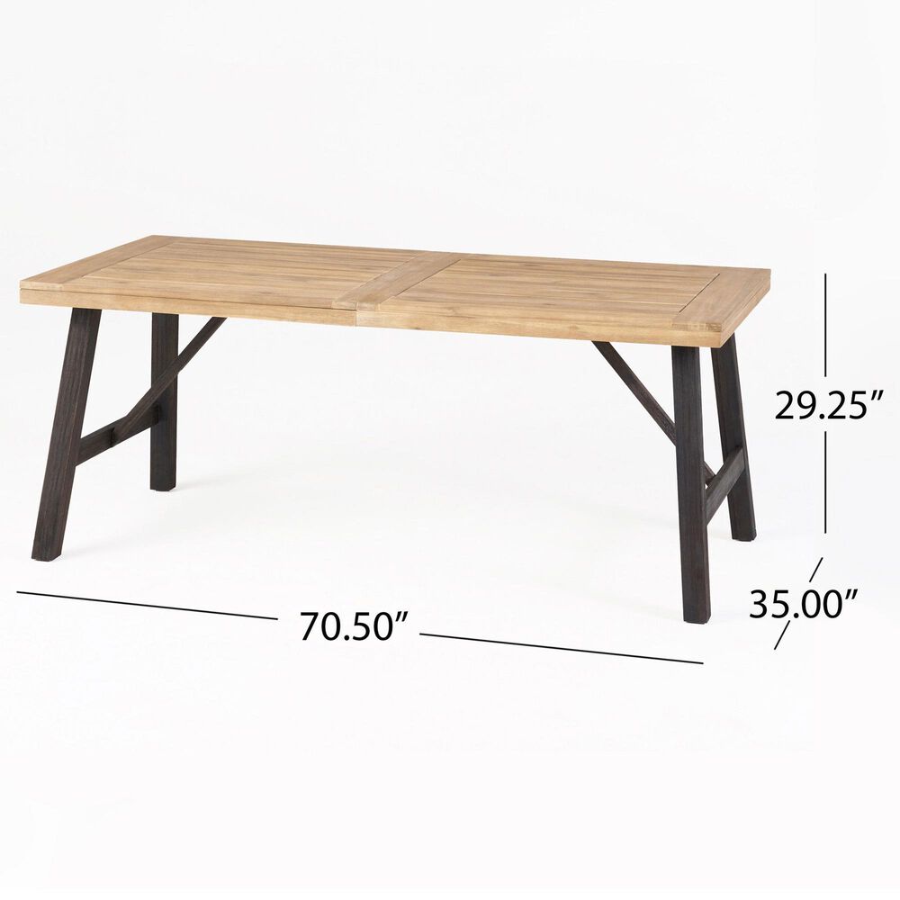 Hearth and Haven Bettina Outdoor Dining Table in Natural and Grey - Table Only, , large