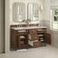 James Martin Vanities Lorelai 60" Double Vanity in Mid-Century Walnut with 3 cm Eternal Jasmine Pearl Quartz Top, , large