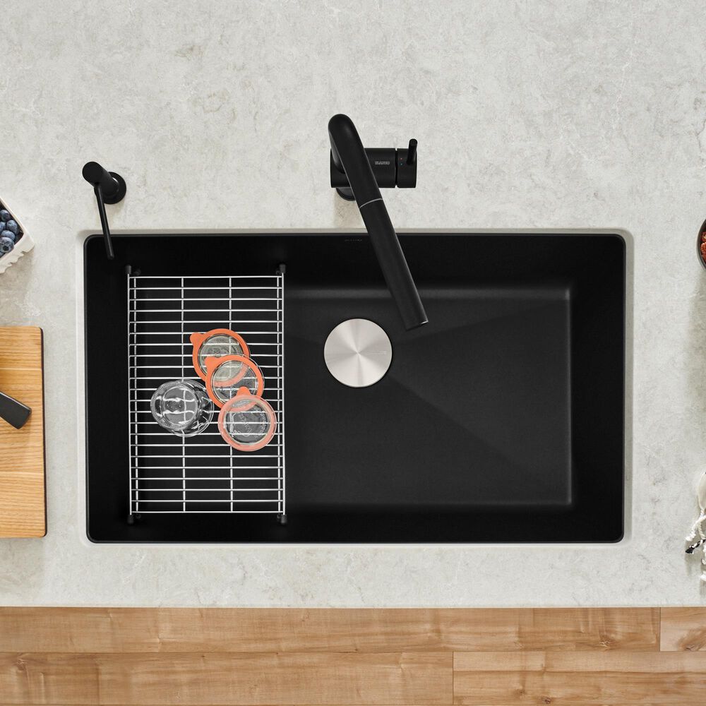Blanco Precis 32&quot; Super Single Bowl Kitchen Sink in Coal Black, , large