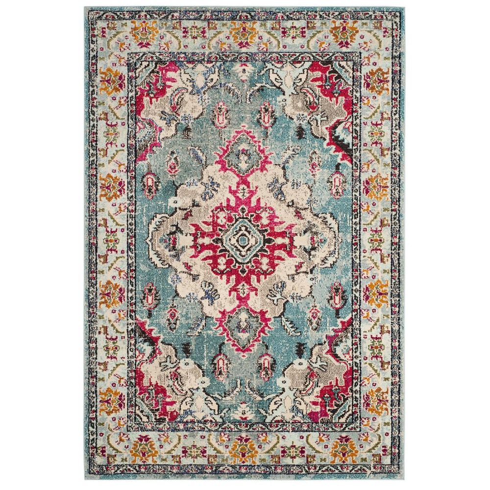 Safavieh Monaco MNC243J-10 10" x 14" Light Blue/Fuchsia Area Rug, , large