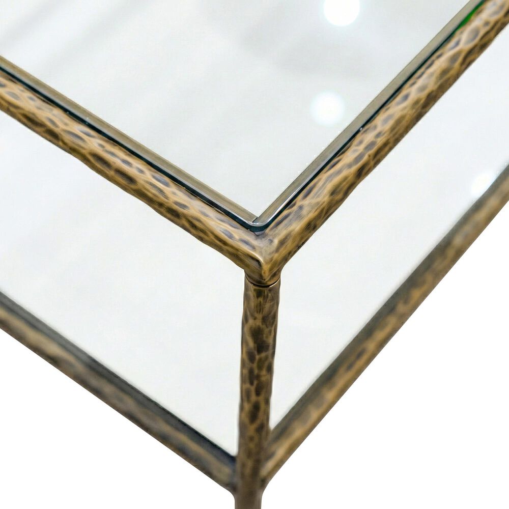 Furniture of America Lalia Coffee Table with Tempered Glass Top and Open Storage Shelf in Matte Gold, , large