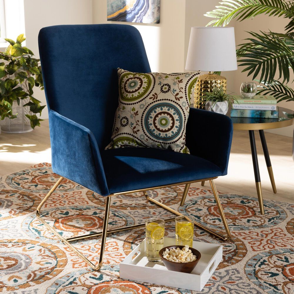 Baxton Studio Sennet Arm Chair in Navy Blue, , large