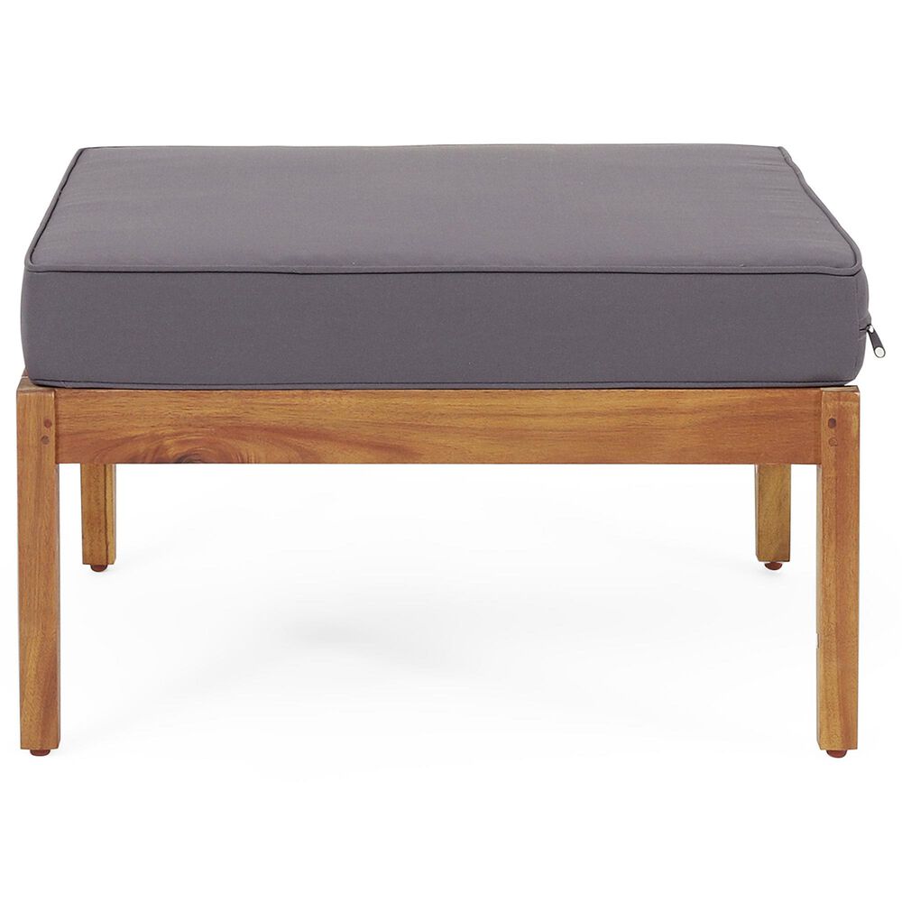 Hearth and Haven Aston 2-Piece Patio Chat Set with Gray Cushion in Teak, , large