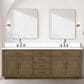 Lexora Home Abbey 84" Double Bathroom Vanity in Grey Oak with 2 cm White Cultured Marble Top and Rectangular Sinks, , large