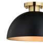 Vaxcel Devon 1-Light Semi Flush Mount in Matte Black and Satin Brass, , large