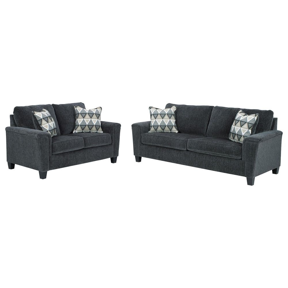 Ashley Abinger Stationary Sofa and Loveseat Set in Smoke, , large