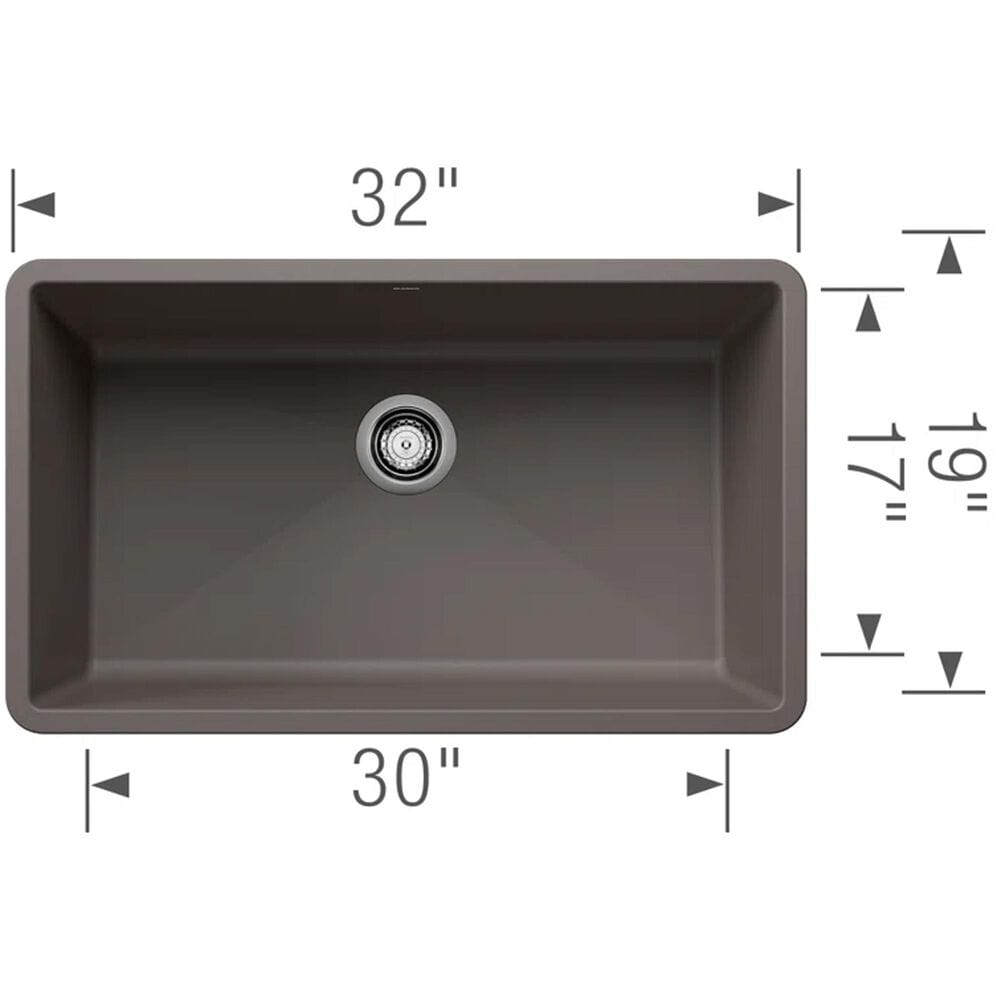Blanco Precis 32&quot; Super Single Bowl Kitchen Sink in Volcano Gray, , large