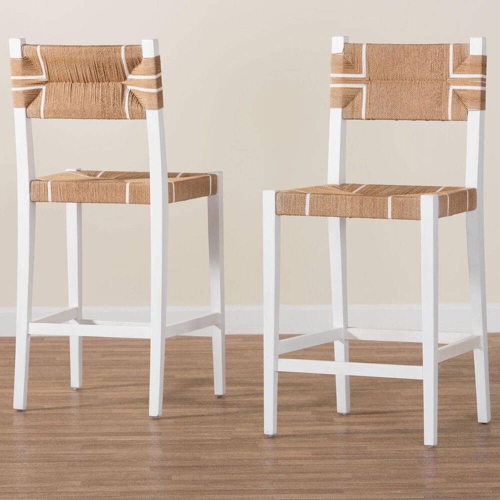 Baxton Studio Talli Bar Stool in White (Set of 2), , large