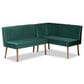 Baxton Studio Alvis 2-Piece Dining Nook Banquette Set with Green Velvet in Walnut Brown, , large