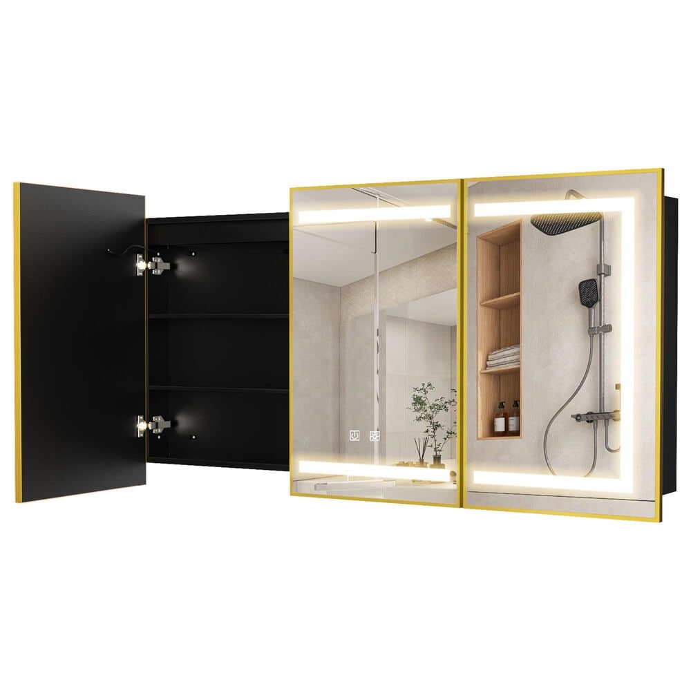 HOMLUX 60" x 32" Bathroom Medicine Cabinet with Mirror in Gold, , large