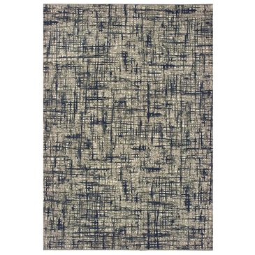 Nourison Richmond 802K3 7"10" Round Grey and Navy Area Rug, , large