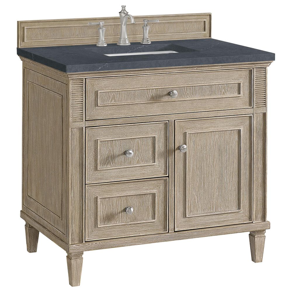 James Martin Vanities Lorelai 36" Single Vanity in Whitewashed Oak with 3 cm Charcoal Soapstone Quartz Top, , large