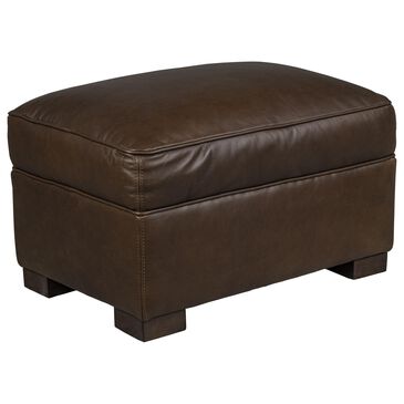 Simon Li Leather Ottoman in Volcano Brown, , large