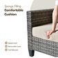 HOMLUX 3-Piece Modular Outdoor Sofa Set with Two Ottomans in Beige, , large