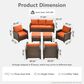 HOMLUX 7-Piece Patio Conversation Set with Two Ottomans in Orange Red, , large