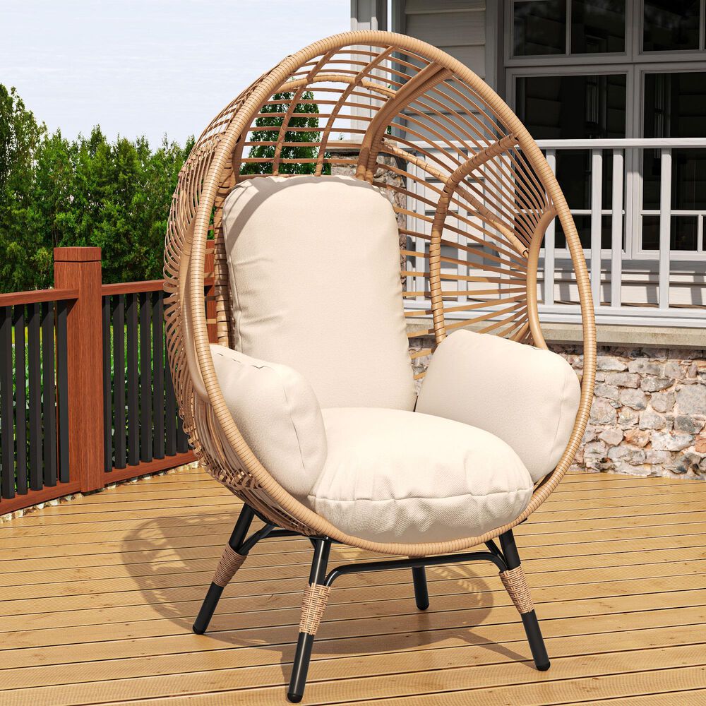 Hearth and Haven Outdoor Egg Chair with Arc Back in Beige, , large