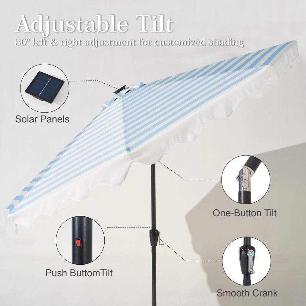 HOMLUX 10' Solar LED Patio Umbrella with Adjustable Tilt and in Blue, , large