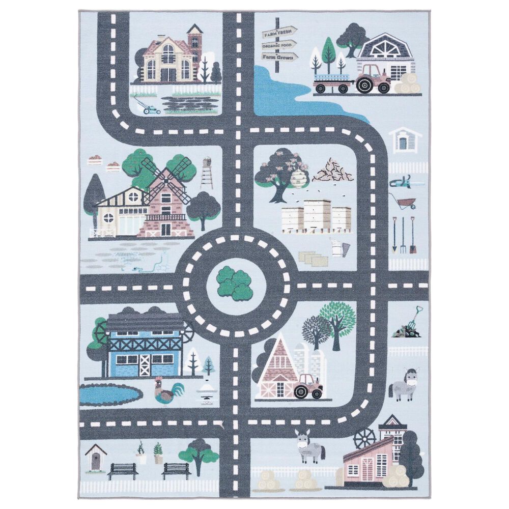 Safavieh Kids Playhouse KPH232M 6"7" x 9" Blue and Dark Grey Rug, , large