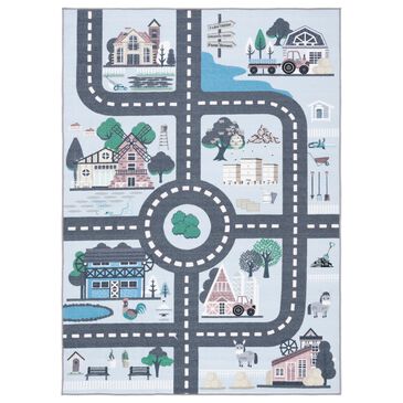 Safavieh Kids Playhouse KPH232M 6"7" x 9" Blue and Dark Grey Rug, , large