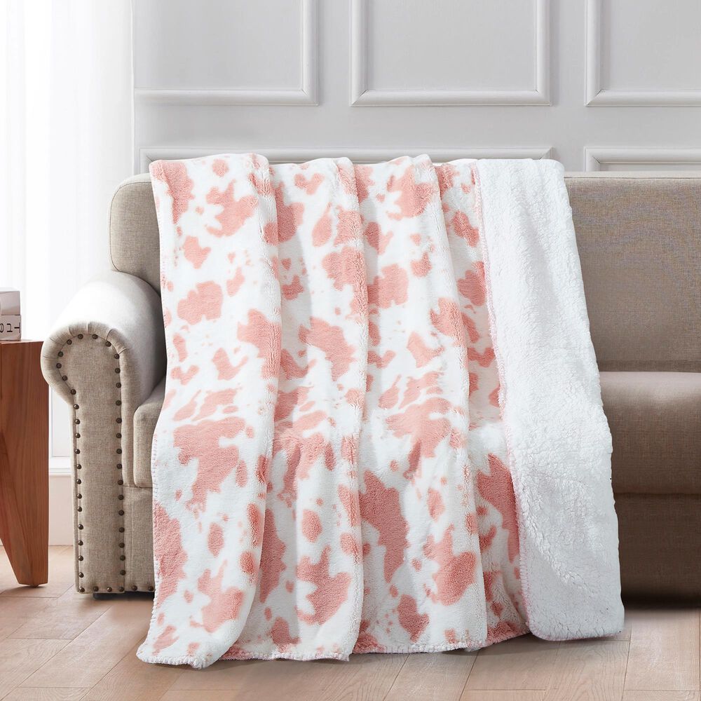 Duke Imports Strawberry Cow Plush Throw in Pink, , large